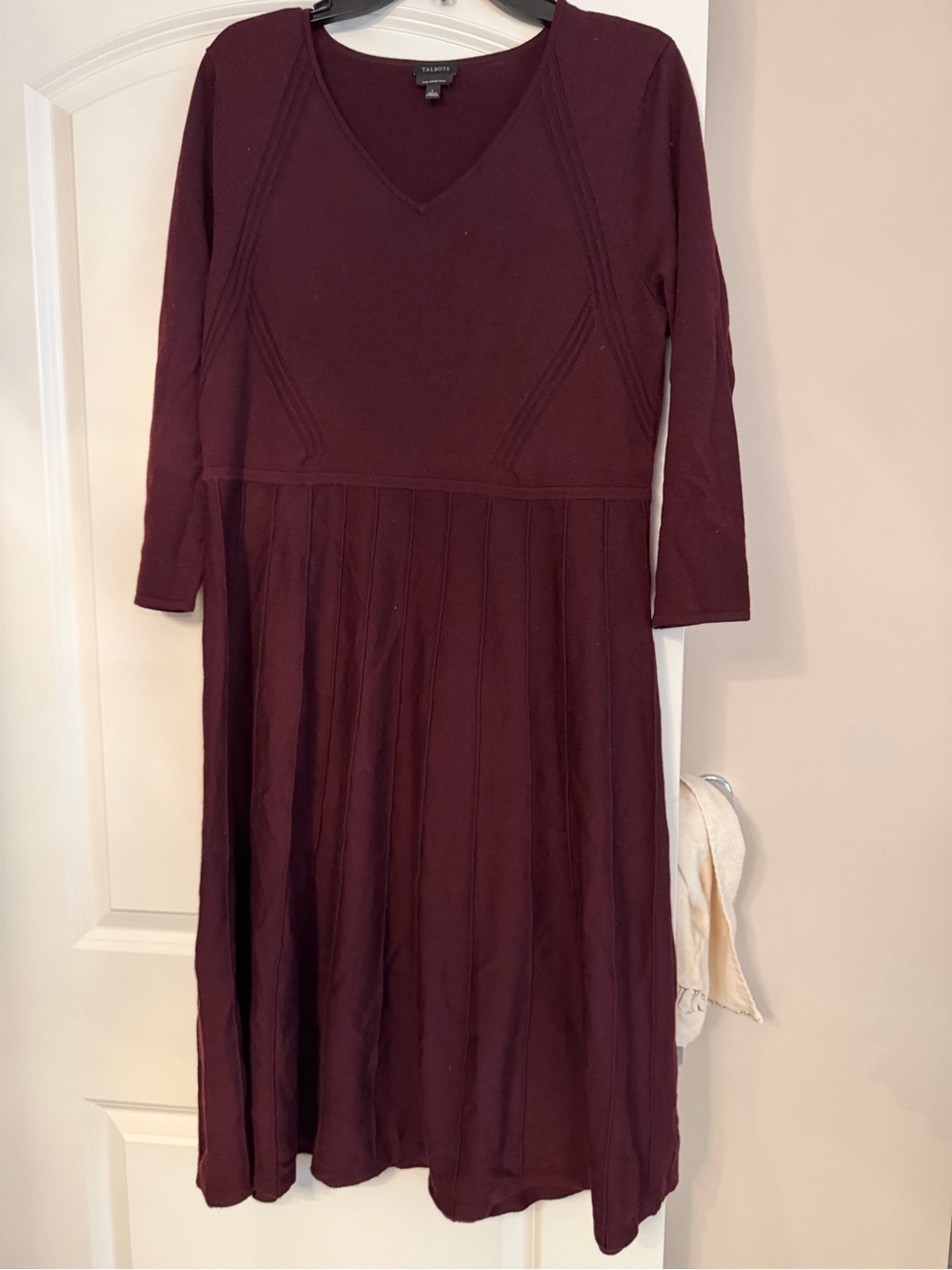 Talbots Wine V‑Neck sweater Midi Dress